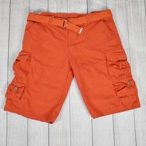 Vintage 90s Y2K Orange Baggy Oversized Loose Fit Cargo Shorts